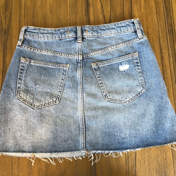 We The Free Button fly distressed denim skirt - Picture 6 of 8